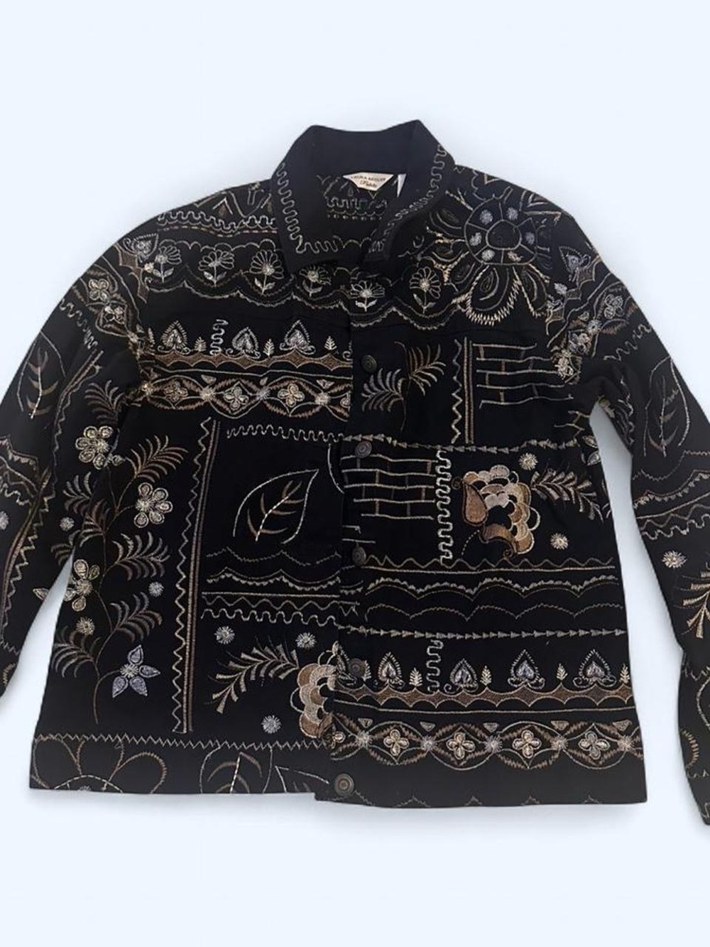 Vintage Laura Ashley Black Jacket with Metallic Embroidery